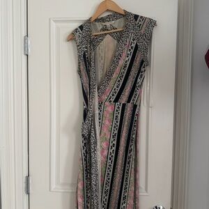 Vintage Diane Von Furstenberg Black and Pink Midi Dress